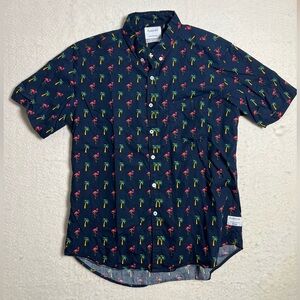 Men’s Navy Short-Sleeve Flamingo Print Shirt